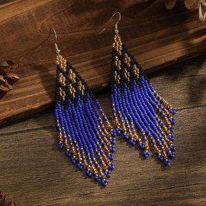 Boho Western Fringe Seed Bead Earrings